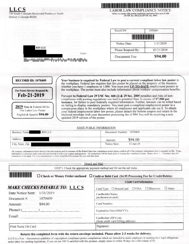 LLC Fishing Scam